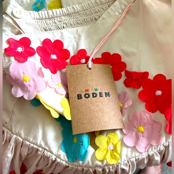 NWT Mini Boden Girl Rainbow Floral Appliqué Tank Dress Size 4-5T - Picture 3 of 6